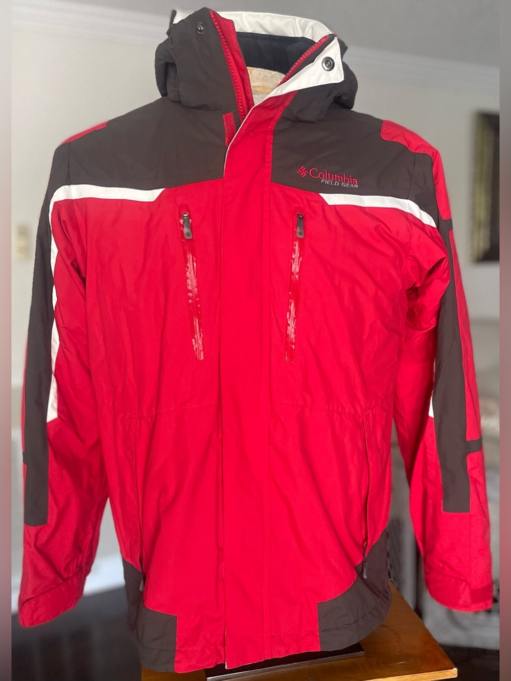 Columbia Red and Brown Ski Jacket with Hood